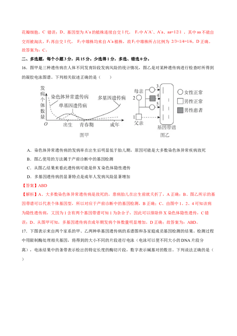 第六单元伴性遗传及其人类遗传病剖析（B卷能力提升练）-2023年高考生物一轮复习单元滚动双测卷（新高考专用）（解析版）_新高考复习资料_2023年新高考复习资料_一轮复习