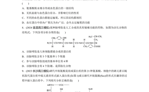 第一单元　课时练4蛋白质是生命活动的主要承担者_2025年新高考资料_一轮复习_2025大一轮复习讲义+课件（完结）_2025大一轮复习讲义生物学生用书Word版文档整书_2025一轮复习73练