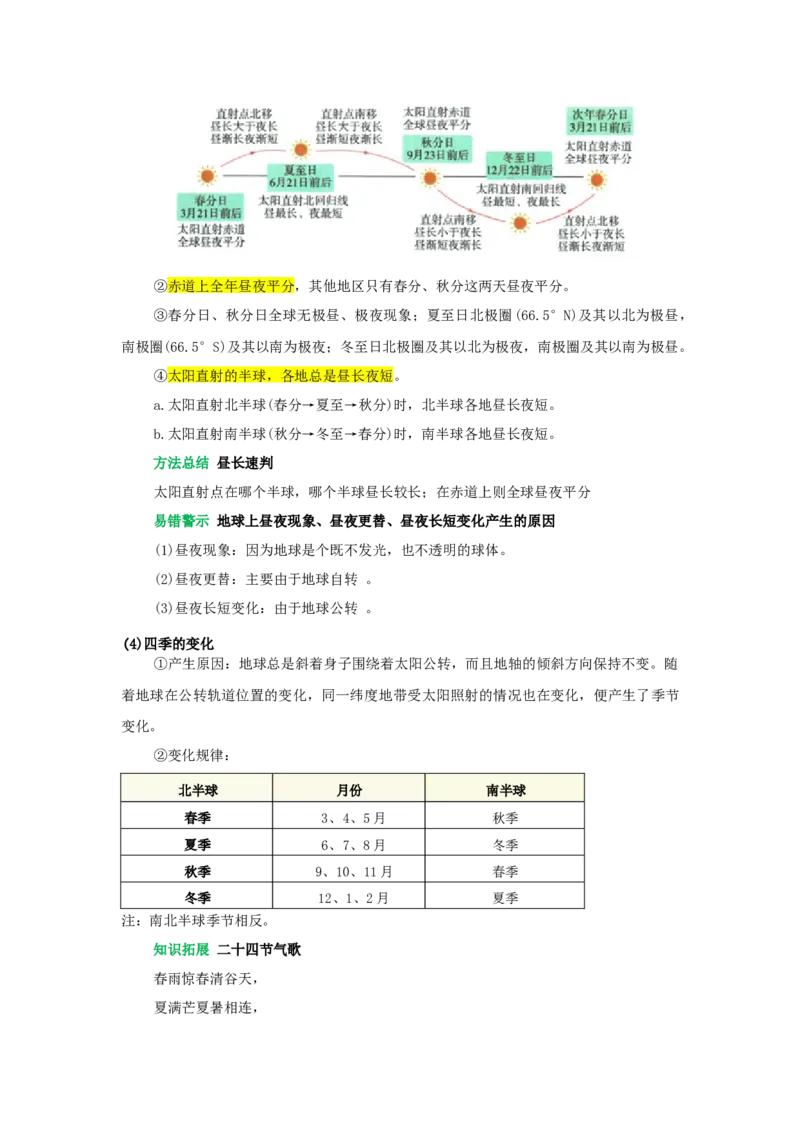 专题02地球的运动（word）2025-2026学年初中地理人教版2024一轮复习学案知识点+习题（原卷版）_7地理中考复习_2026年中考复习（更新中）_2026中考地理一轮考点复习学案+配套课件_习题