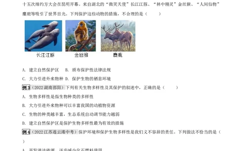 专题06生物的多样性及其保护（原卷版）_6生物中考复习_2023年中考复习资料_专项复习_2023年中考生物总复习真题探究与变式训练（全国通用）