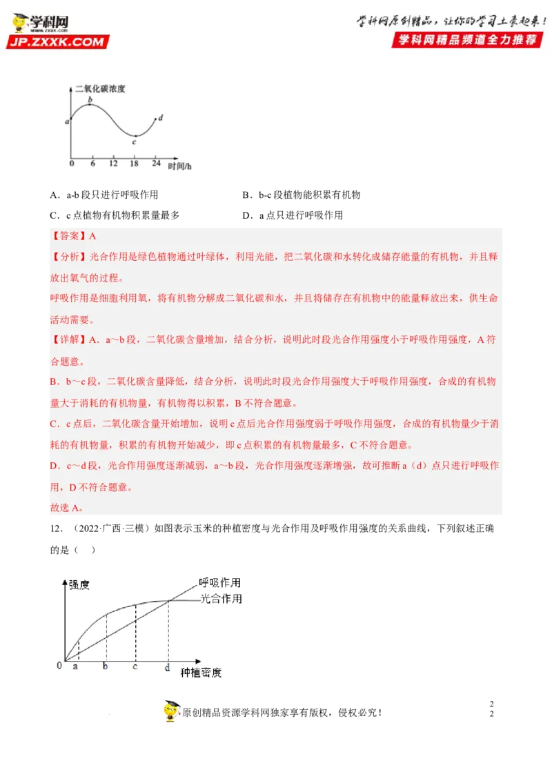 专题05绿色植物的蒸腾作用、光合作用和呼吸作用（习题帮）（解析版）_6生物中考复习_2023年中考复习资料_一轮复习_备战2023年中考生物一轮复习考点帮（全国通用）288506454