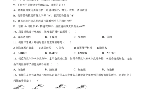 专题02细胞是生命活动的基本单位（原卷版）_6生物中考复习_2024年中考复习资料_一轮复习资料_省心备考2024年中考生物一轮复习精讲精练（全国通用）_配套练习（原卷版+解析版）