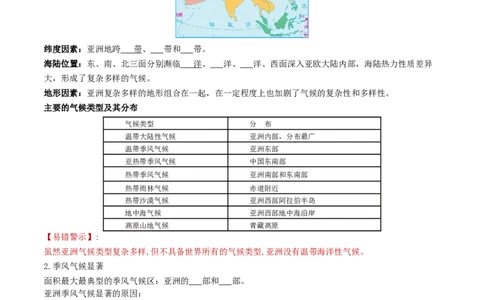 专题07亚洲和欧洲（背记帮）-备战2024年中考地理一轮复习考点帮（全国通用）（挖空版）_7地理中考复习_2024年中考复习资料_一轮复习资料_配套背记资料（挖空版）