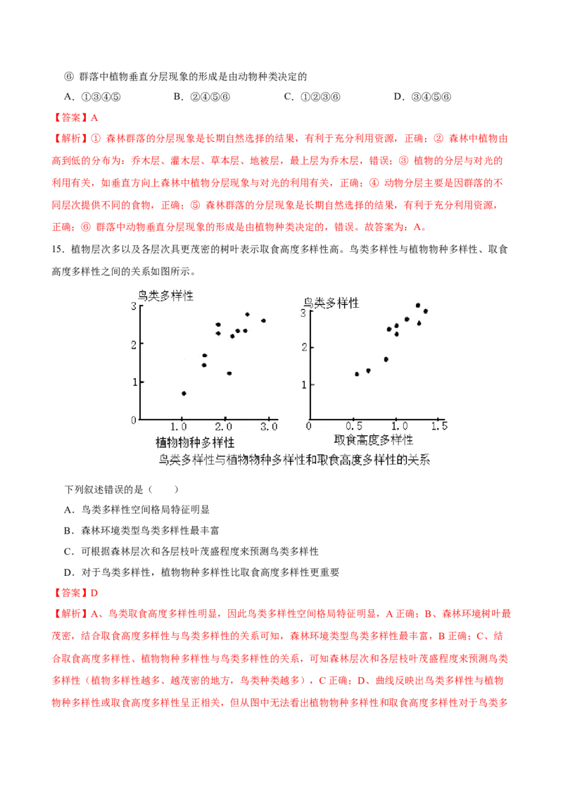 第十单元种群、群落和生态系统的相关案例分析（A卷新题基础练）-2023年高考生物一轮复习单元滚动双测卷（新高考专用）（解析版）_新高考复习资料_2023年新高考复习资料_一轮复习
