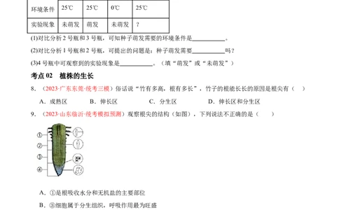 专题05被子植物的一生（原卷版）_6生物中考复习_2024年中考复习资料_一轮复习资料_❤备战2024年中考生物一轮复习考点帮（全国通用）_配套练习（原卷版+解析版）