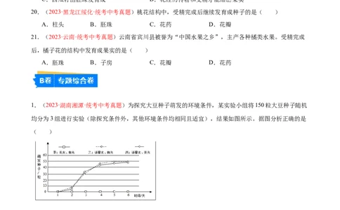 专题05被子植物的一生（原卷版）_6生物中考复习_2024年中考复习资料_一轮复习资料_❤备战2024年中考生物一轮复习考点帮（全国通用）_配套练习（原卷版+解析版）