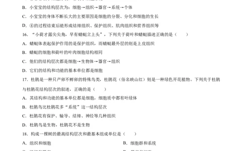 专题03细胞怎样构成生物体（原卷版）_6生物中考复习_2024年中考复习资料_一轮复习资料_省心备考2024年中考生物一轮复习精讲精练（全国通用）_配套练习（原卷版+解析版）