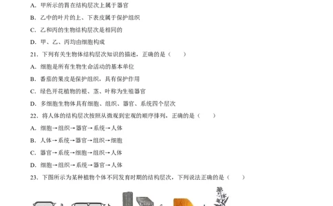 专题03细胞怎样构成生物体（原卷版）_6生物中考复习_2024年中考复习资料_一轮复习资料_省心备考2024年中考生物一轮复习精讲精练（全国通用）_配套练习（原卷版+解析版）