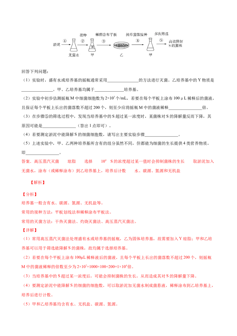 第十四单元生物技术实践（作业）_新高考复习资料_2022年新高考复习资料_2022届一轮复习讲练结合7.13更新_系列一_第十四单元生物技术实践