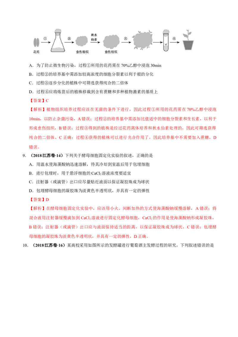 第十四单元生物技术实践（作业）_新高考复习资料_2022年新高考复习资料_2022届一轮复习讲练结合7.13更新_系列一_第十四单元生物技术实践