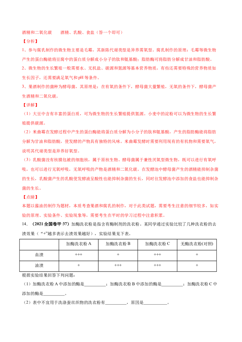 第十四单元生物技术实践（作业）_新高考复习资料_2022年新高考复习资料_2022届一轮复习讲练结合7.13更新_系列一_第十四单元生物技术实践