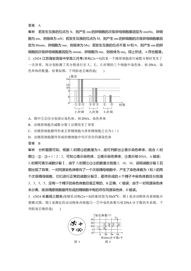第四单元　专题突破4　减数分裂与可遗传变异的关系_2025年新高考资料_一轮复习_2025大一轮复习讲义+课件（完结）_2025大一轮复习讲义生物教师用书Word版文档整书