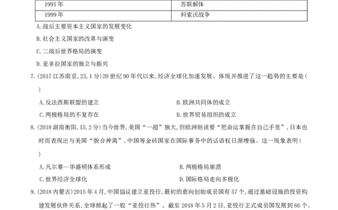 专题04冷战结束后的世界(测试）（原卷版）_8历史中考复习_2023年中考复习资料_一轮复习_2023中考历史一轮复习学历案+教学设计+课件+测试+背诵清单(部编版)-----
