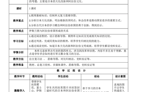 专题04封建时代的亚洲国家（教学设计）-2020年中考历史一轮复习学历案+课件+教学设计+测试+背诵清单（部编版）_8历史中考复习_2023年中考复习资料_一轮复习