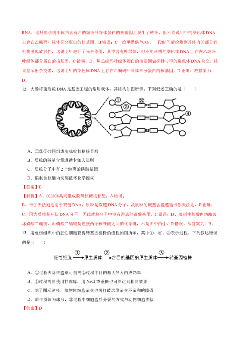 第十四单元基因工程及生物技术的安全性与伦理问题（A卷新题基础练）-2023年高考生物一轮复习单元滚动双测卷（新高考专用）（解析版）_新高考复习资料_2023年新高考复习资料
