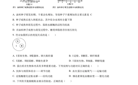 精品解析：四川省内江市第一中学2025-2026学年高一上学期期中考试生物试题（原卷版）_2025年12月高一试卷_251203四川省内江市第一中学2025-2026学年高一上学期期中考试