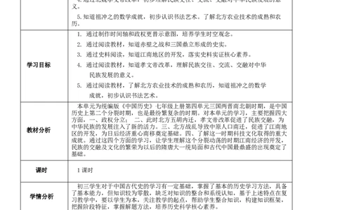 专题04三国两晋南北朝时期：政权分立与民族融合（教学设计）-2020年中考历史一轮复习学历案+课件+教学设计+测试+背诵清单（部编版）_8历史中考复习_2023年中考复习资料_一轮复习