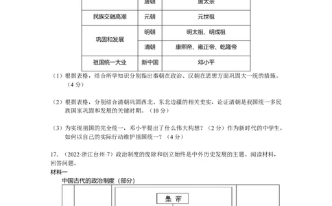 专题01中国古代政治制度（模拟演练）-普通用卷_8历史中考复习_2023年中考复习资料_二轮复习_核心素养新教学2023年中考历史二轮复习微专题（精讲+精练）