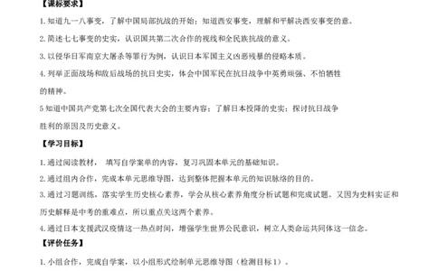 专题06中华民族的抗日战争（学历案）-2020年中考历史一轮复习学历案+课件+教学设计+测试+背诵清单（部编版）_8历史中考复习_2023年中考复习资料_一轮复习