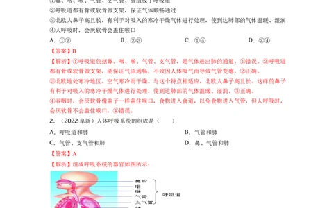 专题04生物圈中的人（二）背诵清单+跟踪训练（教师版）_6生物中考复习_2023年中考复习资料_一轮复习_2023年中考生物一轮大单元复习过过过（全国通用）