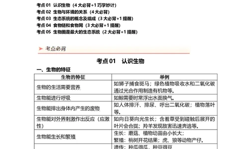 专题01生物和生物圈（背记帮）-备战2024年中考生物一轮复习考点帮（全国通用）_6生物中考复习_2024年中考复习资料_一轮复习资料_❤备战2024年中考生物一轮复习考点帮（全国通用）