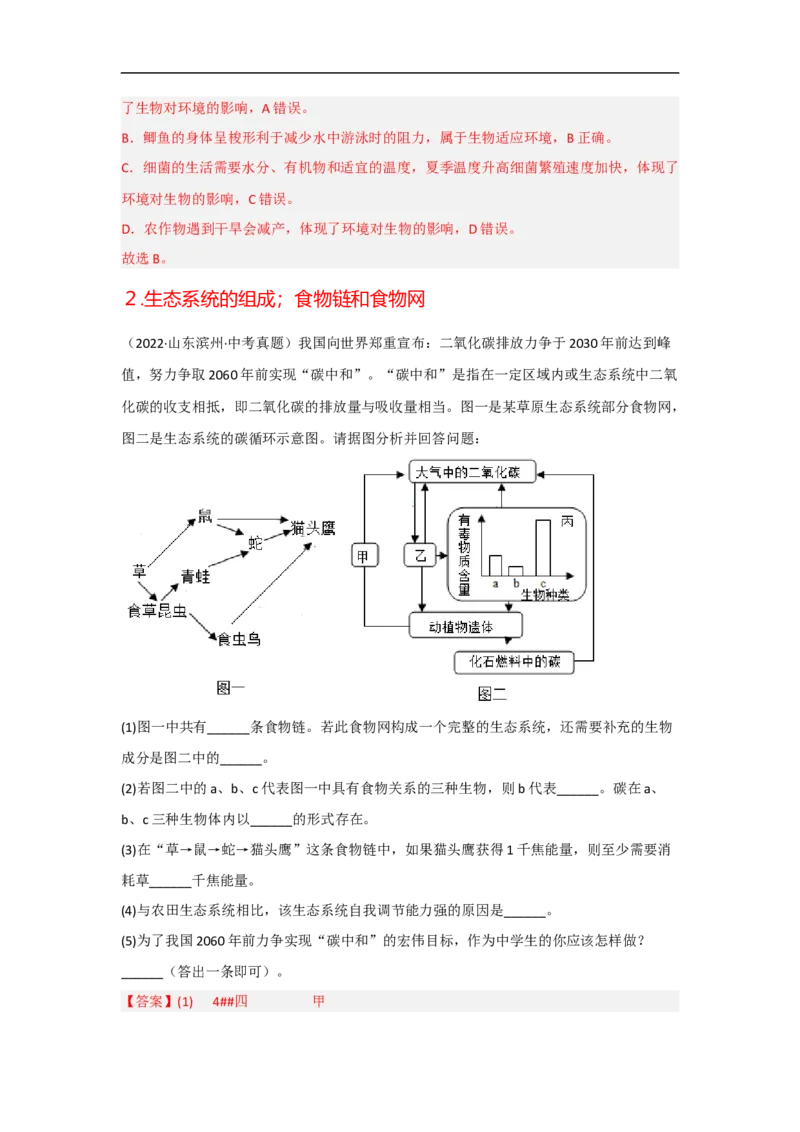 专题01生物与环境-备战2023年中考生物核心考点梳理与必背_6生物中考复习_2023年中考复习资料_专项复习_备战2023年中考生物核心考点梳理与必背