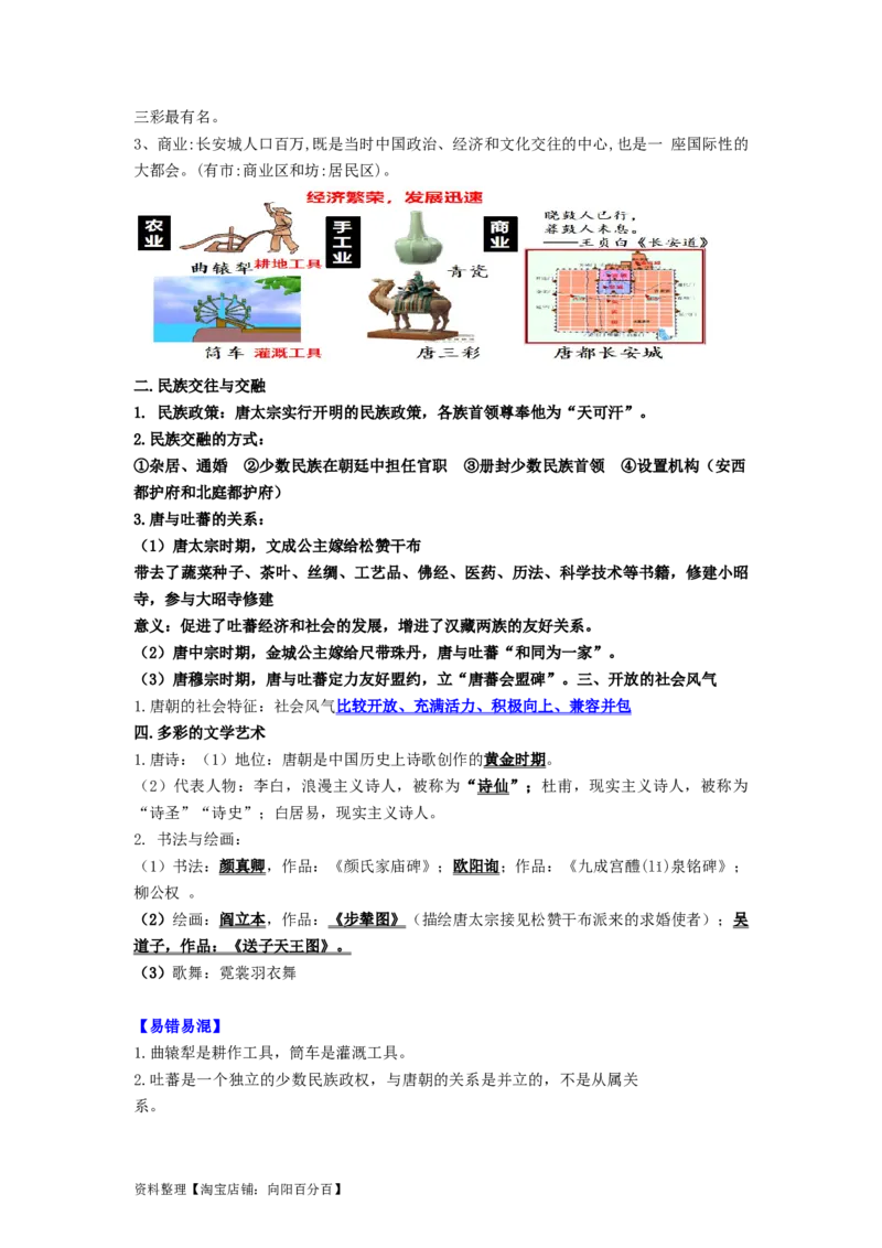 七年级历史下册-背诵秘笈2024年中考历史复习6册教材常考知识点集锦（部编版）_8历史中考复习_2024年中考复习资料_专项复习资料