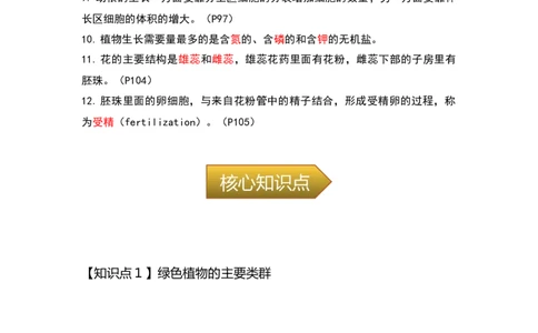 专题03植物的类群及绿色植物的一生-备战2023年中考生物核心考点梳理与必背_6生物中考复习_2023年中考复习资料_专项复习_备战2023年中考生物核心考点梳理与必背