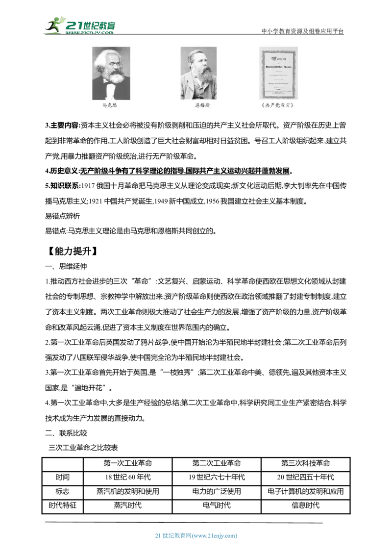 29第二十九单元工业革命和国际共产主义运动的兴起(第20、21课九下第5、6课)中考历史总复习讲练学案（含解析）_8历史中考复习_2023年中考复习资料_专项复习