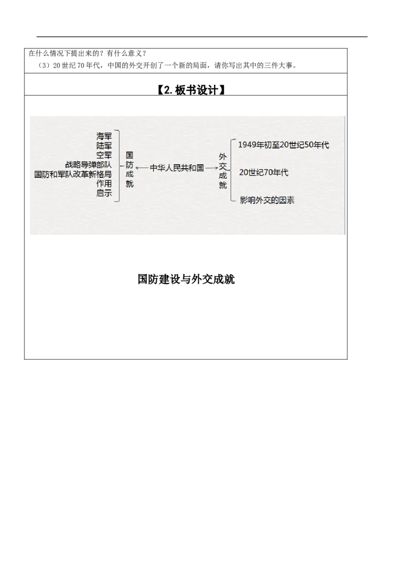 专题05国防建设与外交成就（教学设计）-2020年中考历史一轮复习学历案+课件+教学设计+测试+背诵清单（部编版）_8历史中考复习_2023年中考复习资料_一轮复习