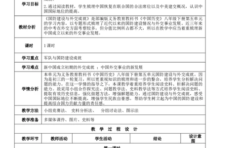 专题05国防建设与外交成就（教学设计）-2020年中考历史一轮复习学历案+课件+教学设计+测试+背诵清单（部编版）_8历史中考复习_2023年中考复习资料_一轮复习