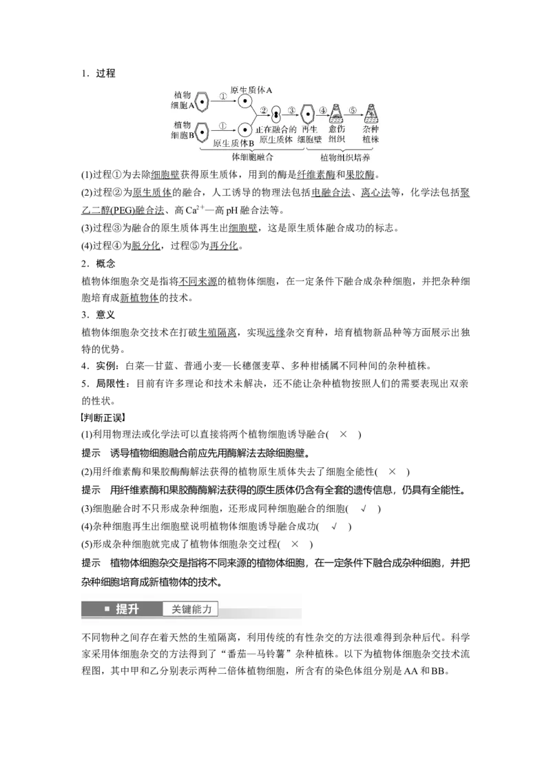 第十单元　第58课时　植物细胞工程_2025年新高考资料_一轮复习_2025大一轮复习讲义+课件（完结）_2025大一轮复习讲义生物教师用书Word版文档整书_配套Word版文档第七~十单元