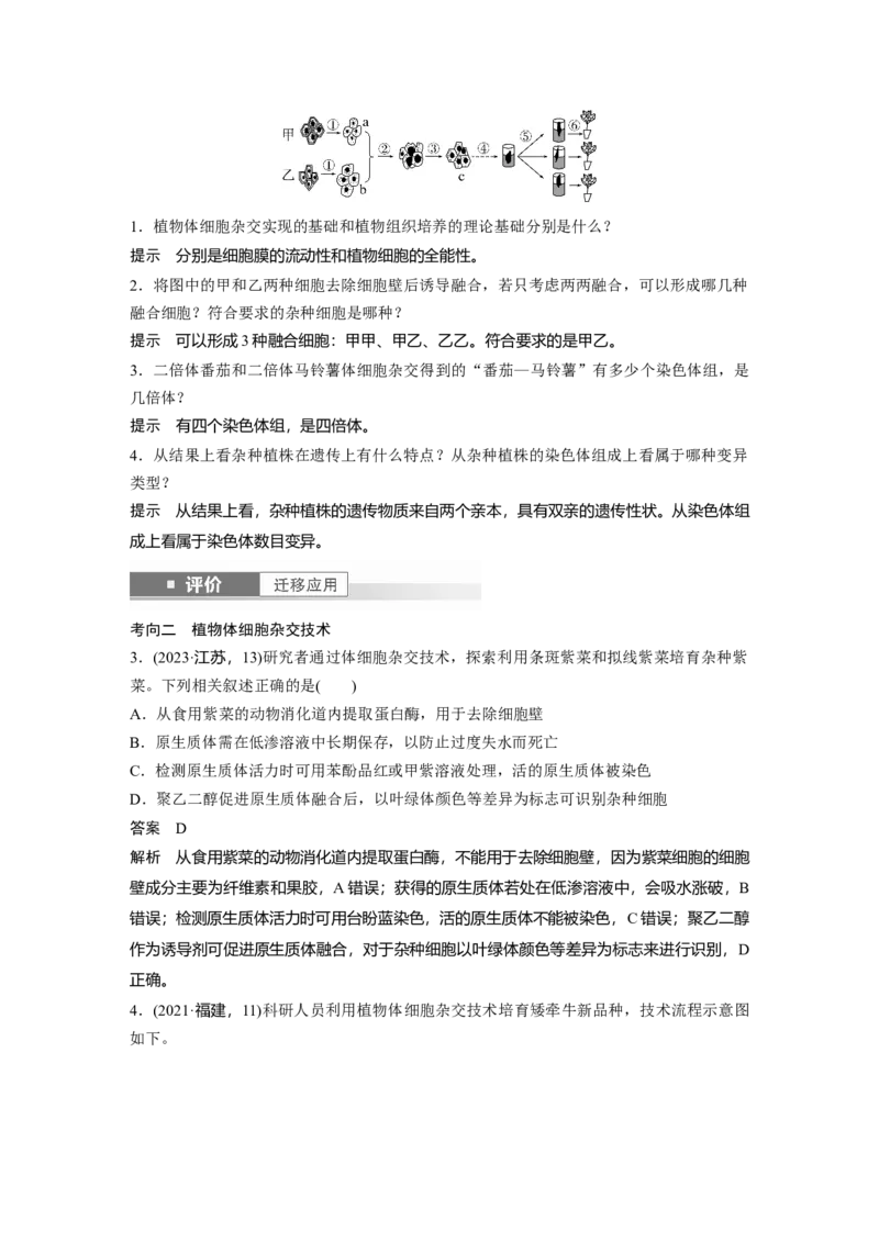 第十单元　第58课时　植物细胞工程_2025年新高考资料_一轮复习_2025大一轮复习讲义+课件（完结）_2025大一轮复习讲义生物教师用书Word版文档整书_配套Word版文档第七~十单元