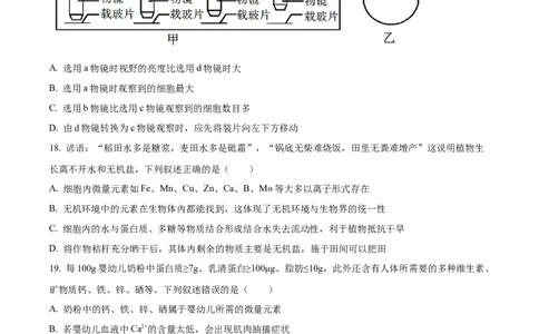 精品解析：山东省泰安市新泰一中老校区（新泰中学）2025-2026学年高一上学期第一次月考生物试题（原卷版）_2025年10月高一试卷