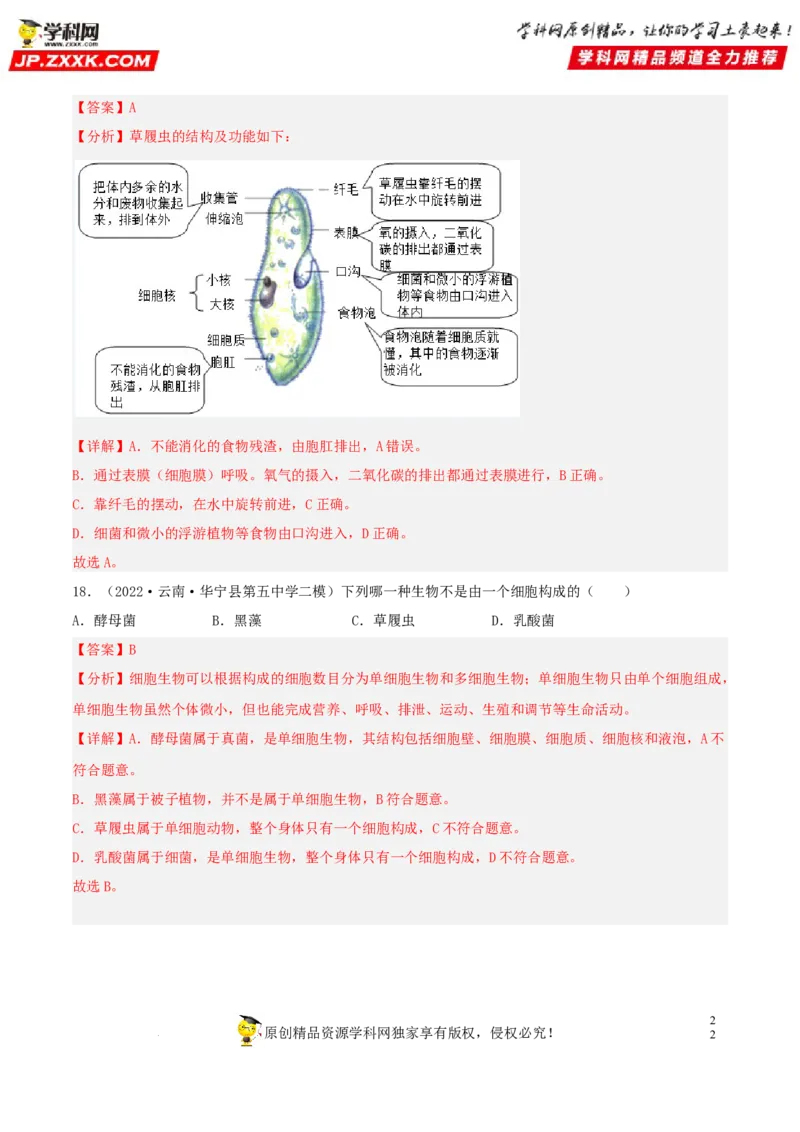 专题03生物体的结构层次（习题帮）（解析版）_6生物中考复习_2023年中考复习资料_一轮复习_备战2023年中考生物一轮复习考点帮（全国通用）288506454