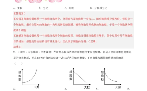 专题03生物体的结构层次（习题帮）（解析版）_6生物中考复习_2023年中考复习资料_一轮复习_备战2023年中考生物一轮复习考点帮（全国通用）288506454