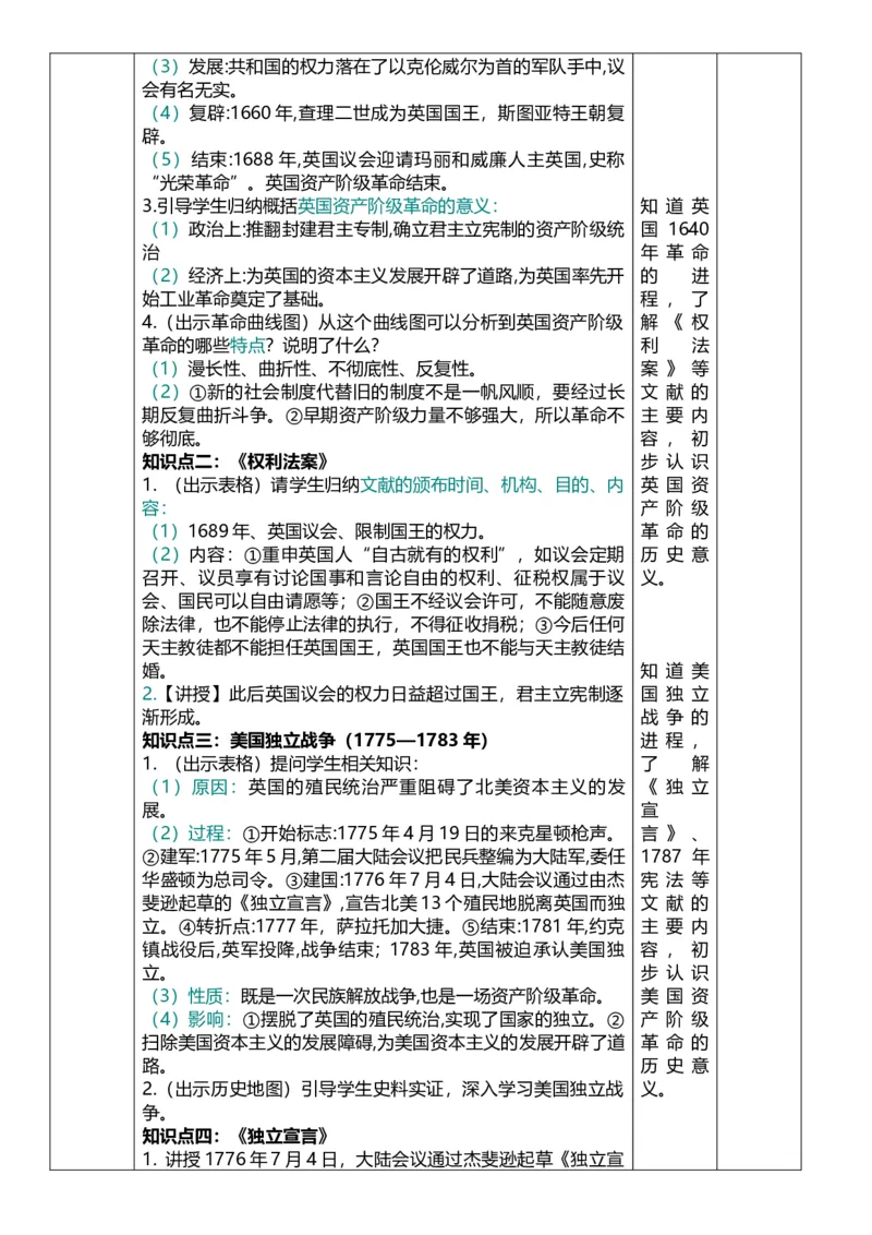 27资本主义制度的初步确立（教案）_8历史中考复习_2026年中考复习（更新中）_2026中考历史一轮复习课件+教案+单元测试卷_教案