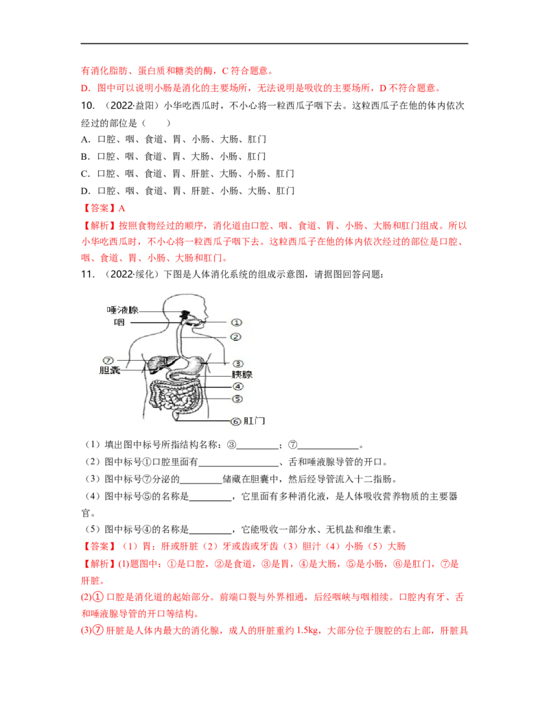 专题04生物圈中的人（一）背诵清单+跟踪训练（教师版）_6生物中考复习_2023年中考复习资料_一轮复习_2023年中考生物一轮大单元复习过过过（全国通用）