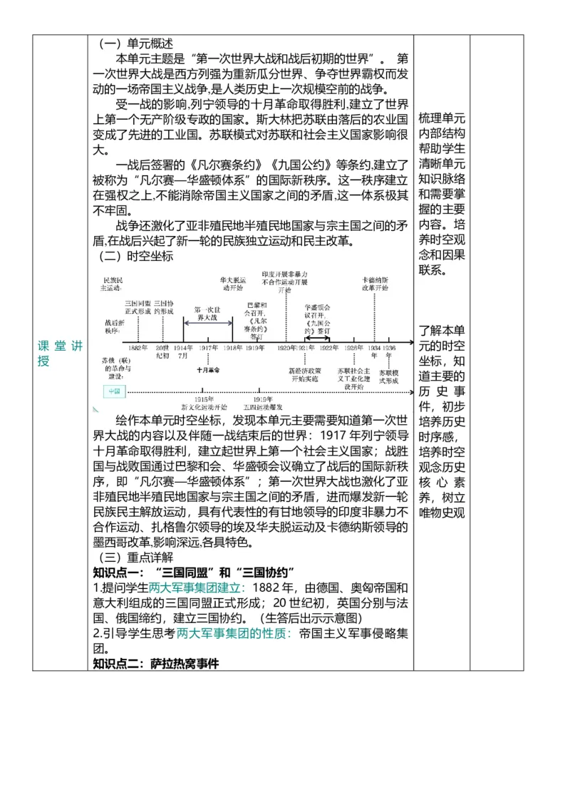 31第一次世界大战和战后初期的世界（教案）_8历史中考复习_2026年中考复习（更新中）_2026中考历史一轮复习课件+教案+单元测试卷_教案