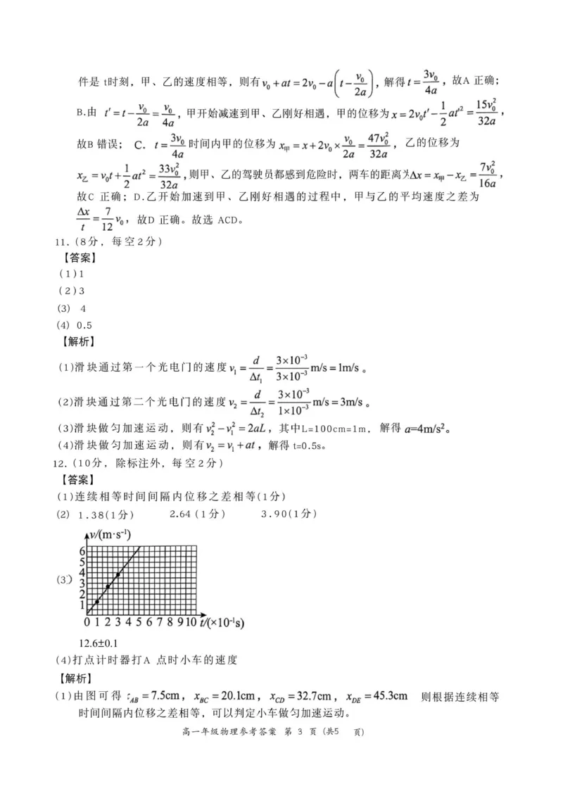 答案_2025年10月高一试卷_251016河南省南阳市六校2025-2026学年高一上学期第一次联考（全）_河南省南阳市六校2025-2026学年高一上学期第一次联考物理试题（含解析）