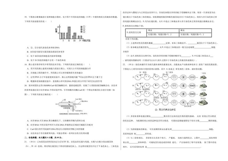 第四单元有丝分裂及减数分裂详解（A卷新题基础练）-2022年高考生物一轮复习单元滚动双测卷（考试版）_新高考复习资料_2023年新高考复习资料_一轮复习