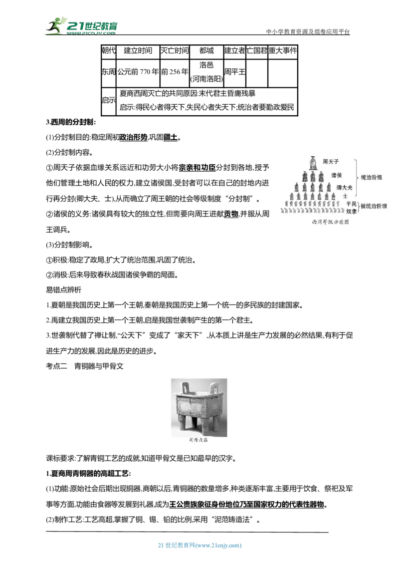2第二单元夏商周时期：早期国家与社会变革(第4-8课)中考历史总复习讲练学案（含解析）_8历史中考复习_2023年中考复习资料_专项复习_备考2023中考历史总复习讲练学案（含解析）