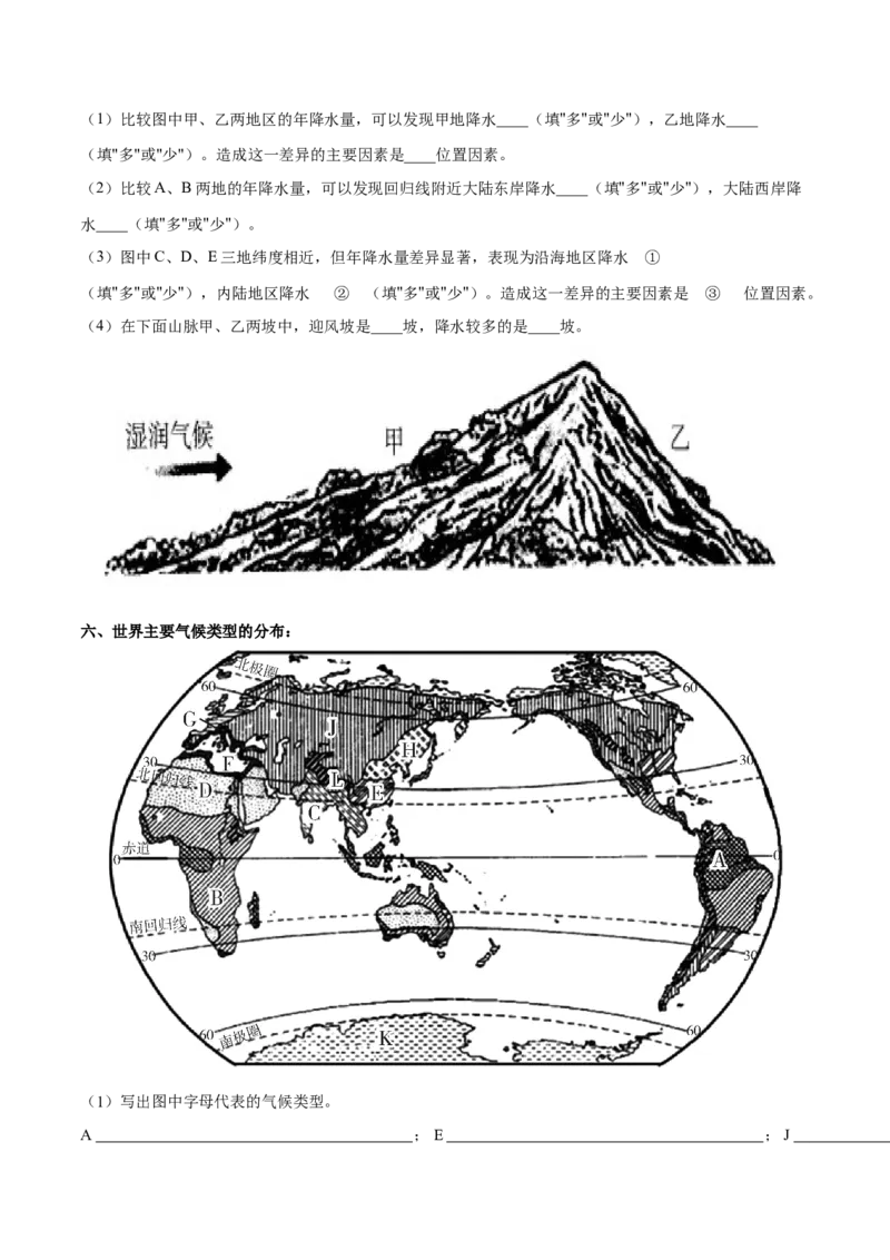 专题06世界气温、降水和气候图-备战2024年中考地理识图速记手册与变式演练（全国通用）（原卷版）_7地理中考复习_2024年中考复习资料_专项复习资料