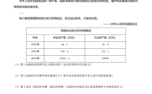专题03中国古代民族关系与国家统一（模拟演练）-学生用卷_8历史中考复习_2023年中考复习资料_二轮复习_核心素养新教学2023年中考历史二轮复习微专题（精讲+精练）