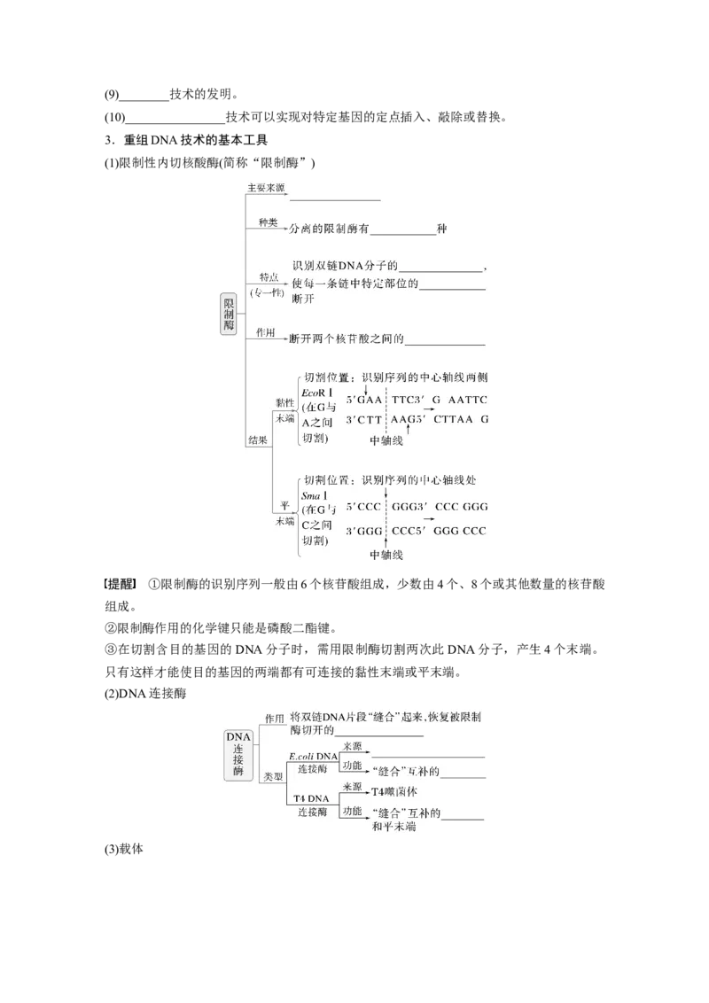第十单元　第61课时　基因工程的基本工具和基本操作程序_2025年新高考资料_一轮复习_2025大一轮复习讲义+课件（完结）_2025大一轮复习讲义生物学生用书Word版文档整书