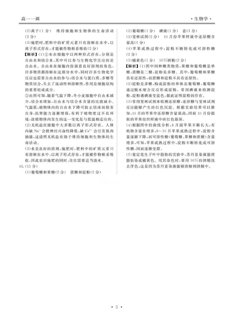 答案_2025年11月高一试卷_251109云南省多校2025-2026学年高一上学期10月月考_云南省多校2025-2026学年高一上学期10月月考生物试题
