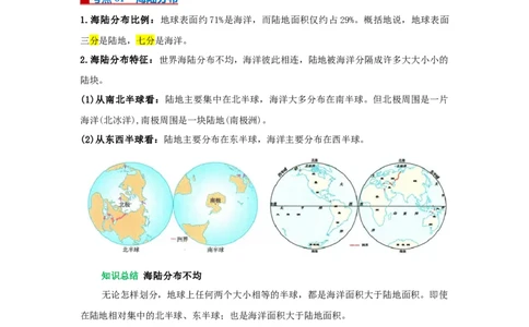 专题04陆地与海洋（word）2025-2026学年初中地理人教版2024一轮复习学案知识点+习题（原卷版）_7地理中考复习_2026年中考复习（更新中）_2026中考地理一轮考点复习学案+配套课件_习题