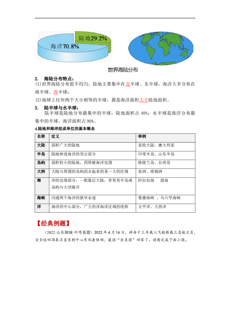 专题03陆地和海洋（讲义）（解析版）-2023年中考地理一轮复习讲练测_7地理中考复习_2023年中考复习资料_一轮复习_2023年中考地理一轮复习讲练测