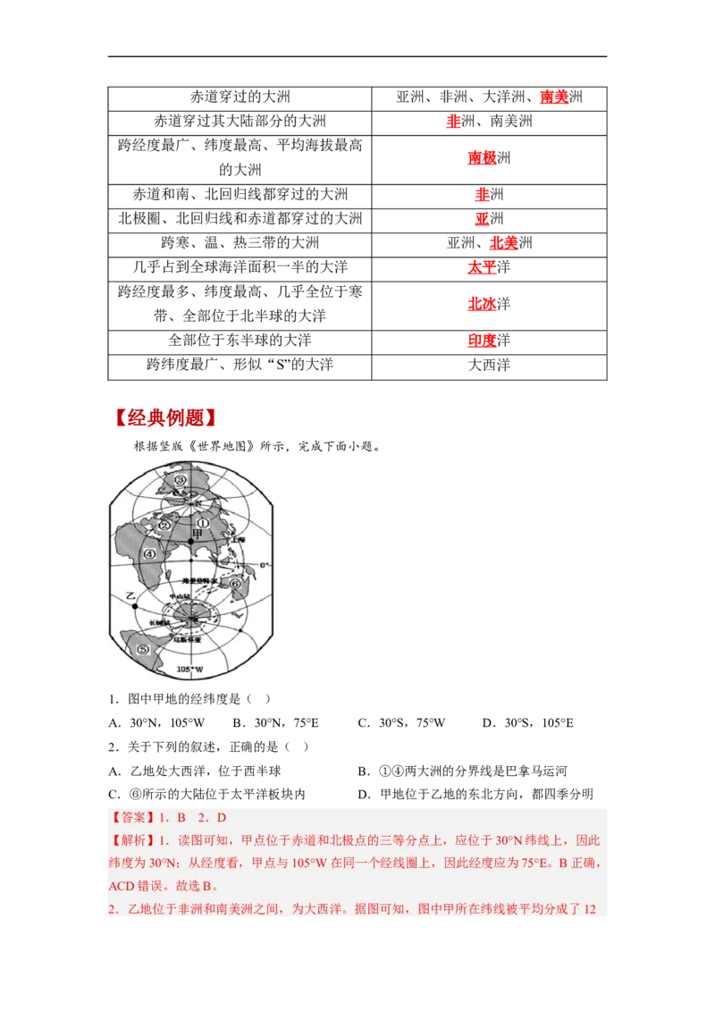 专题03陆地和海洋（讲义）（解析版）-2023年中考地理一轮复习讲练测_7地理中考复习_2023年中考复习资料_一轮复习_2023年中考地理一轮复习讲练测