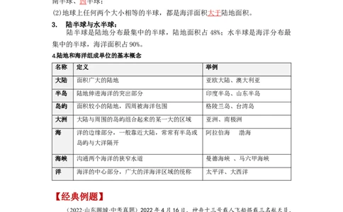 专题03陆地和海洋（讲义）（解析版）-2023年中考地理一轮复习讲练测_7地理中考复习_2023年中考复习资料_一轮复习_2023年中考地理一轮复习讲练测